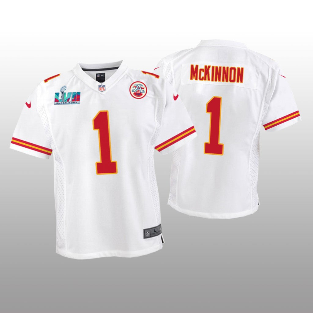 Kansas City Chiefs Jerick McKinnon White Game Jersey Super Bowl LVII Youth