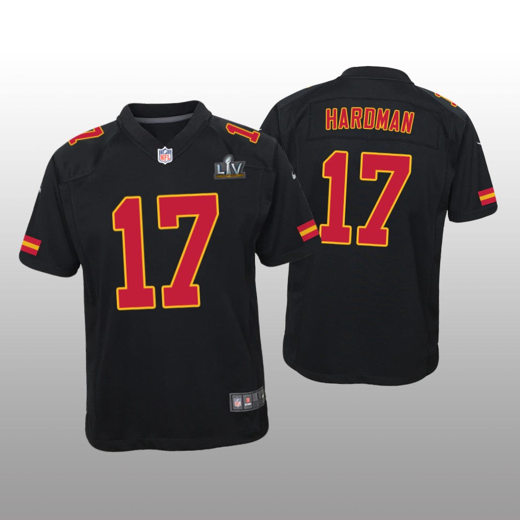 Kansas City Chiefs Mecole Hardman Black Game Fashion Jersey Super Bowl LV Youth