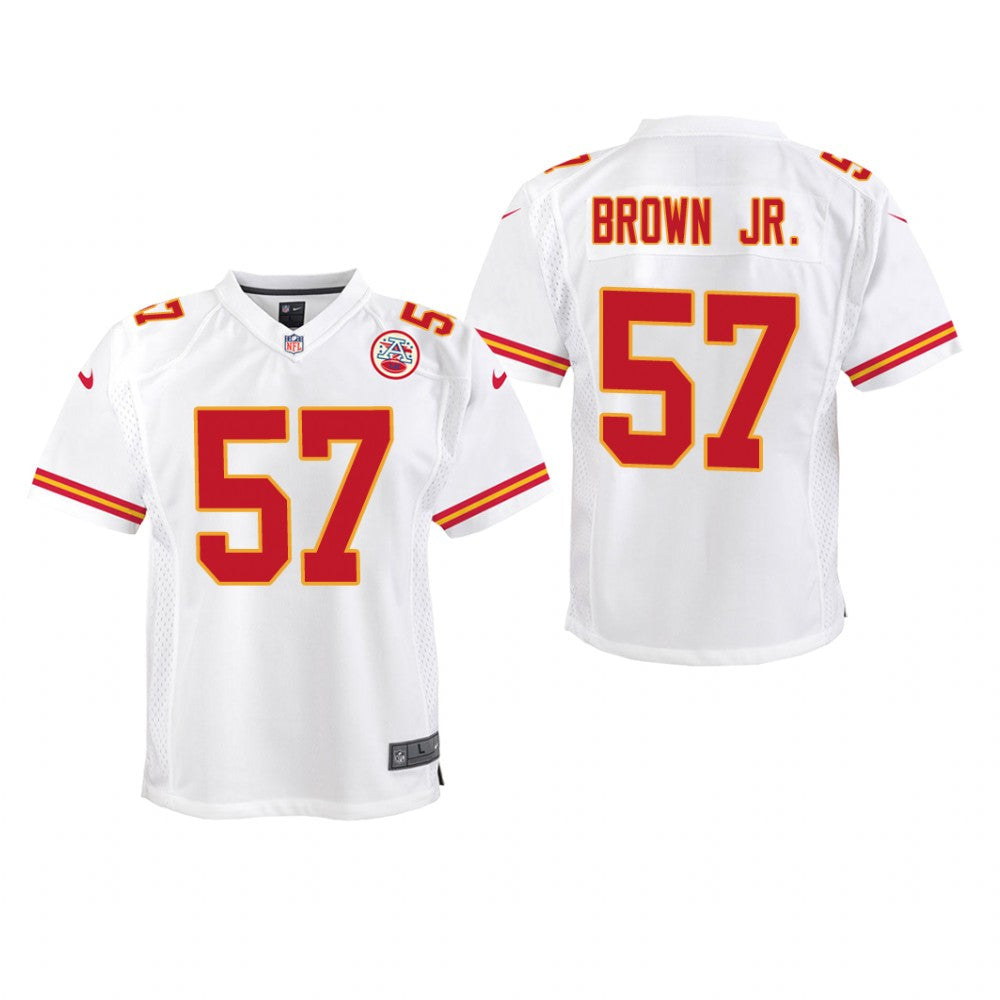Kansas City Chiefs Orlando Brown Jr. White Jersey Game Youth