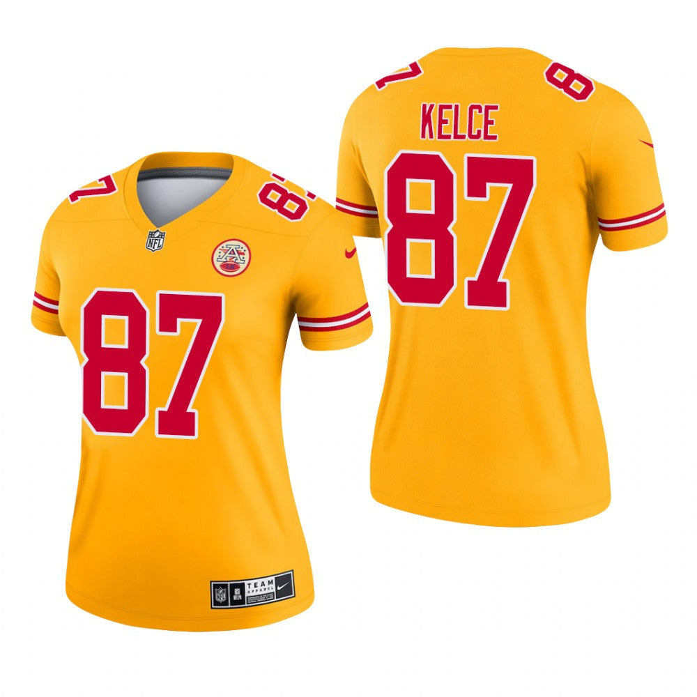 Kansas City Chiefs Travis Kelce Gold Jersey Inverted Legend Women's