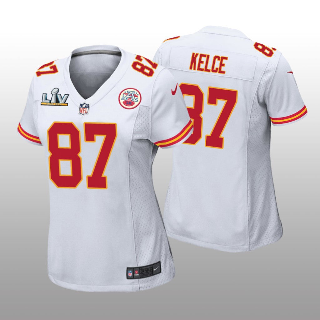 Kansas City Chiefs Travis Kelce White Game Jersey Super Bowl LV Women's