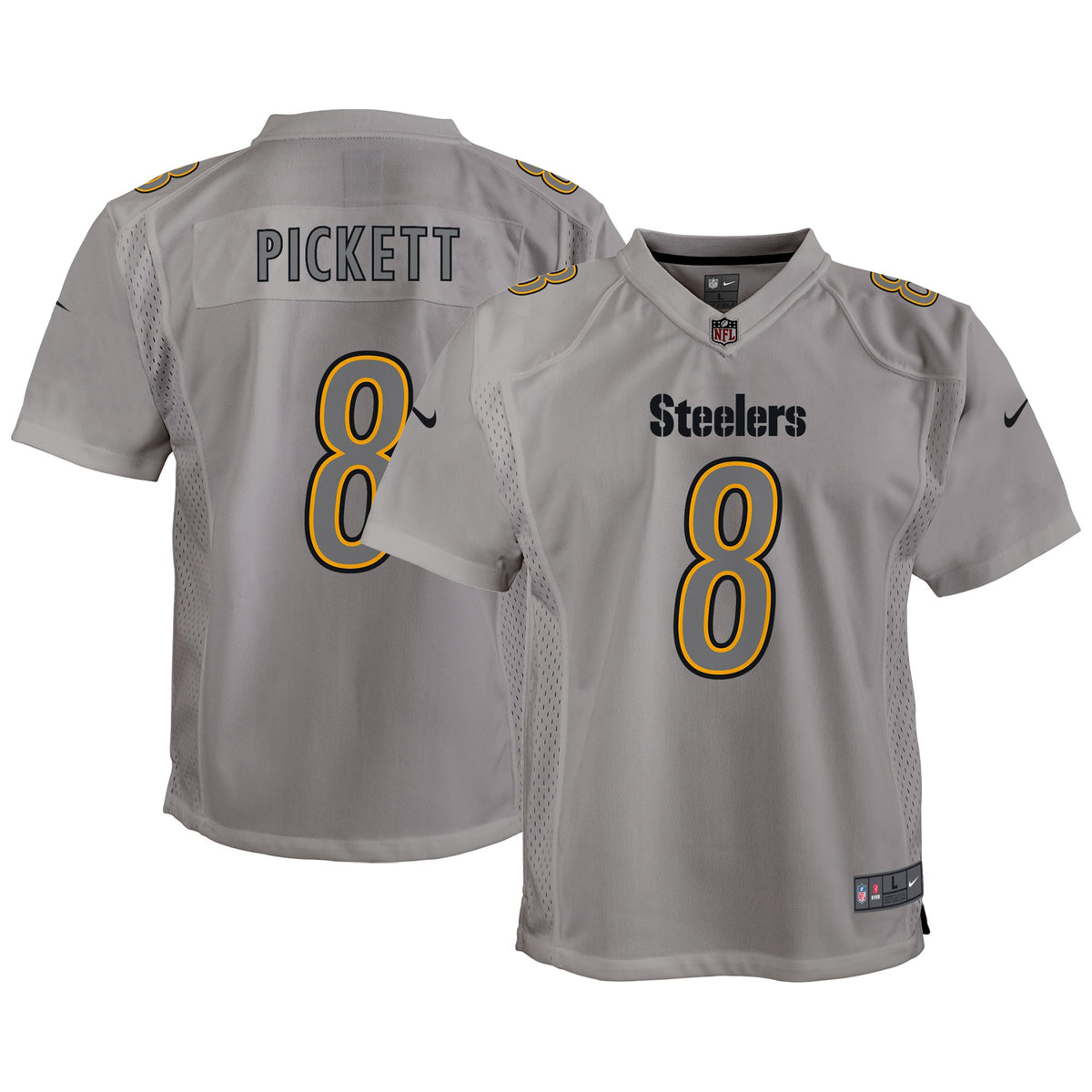 Kenny Pickett Pittsburgh Steelers Nike Youth Atmosphere Game Jersey Gray