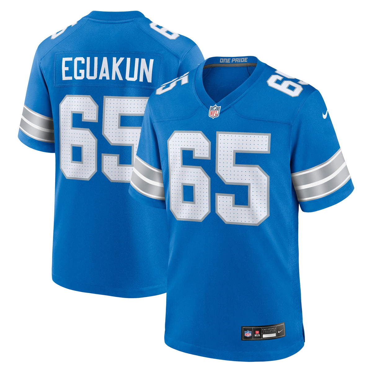 Kingsley Eguakun Detroit Lions Nike Game Jersey Blue