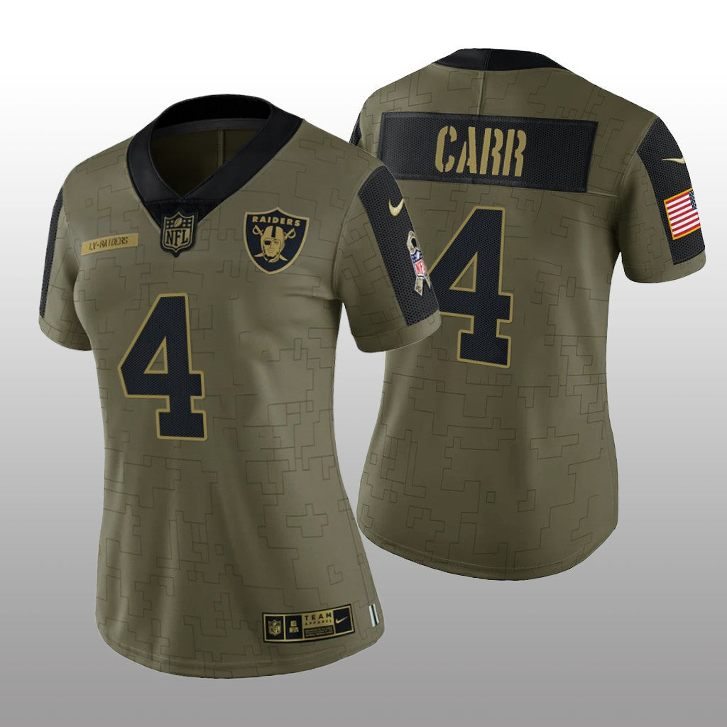 Las Vegas Raiders Derek Carr Olive Limited Jersey Salute To Service Women's
