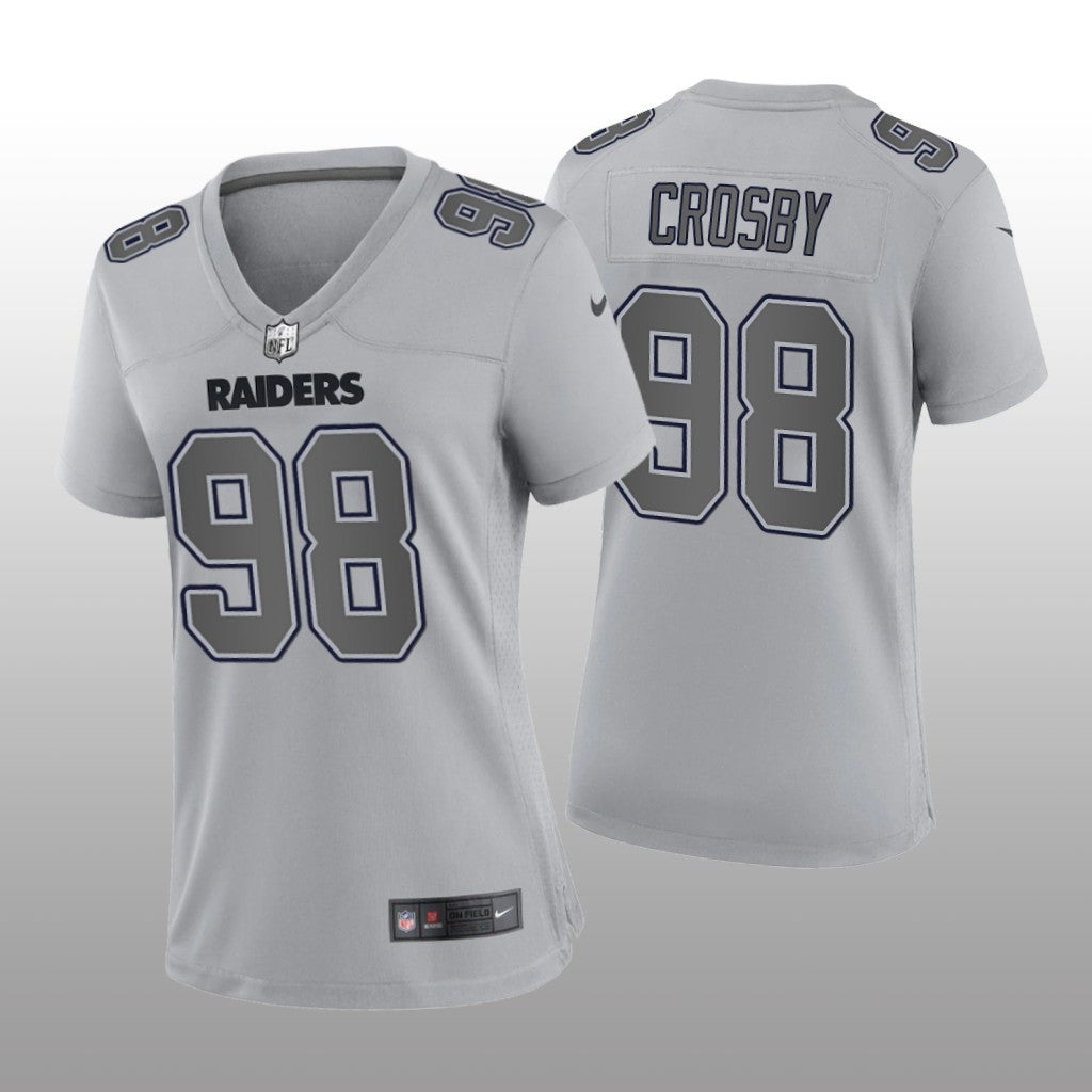 Las Vegas Raiders Maxx Crosby Gray Jersey Atmosphere Fashion Game Women's