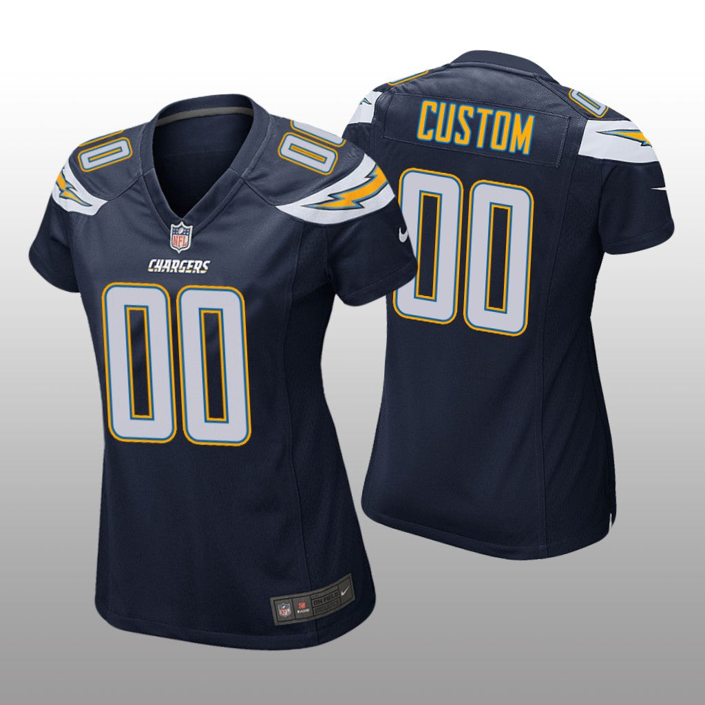 Los Angeles Chargers # Navy Custom Game Jersey Women