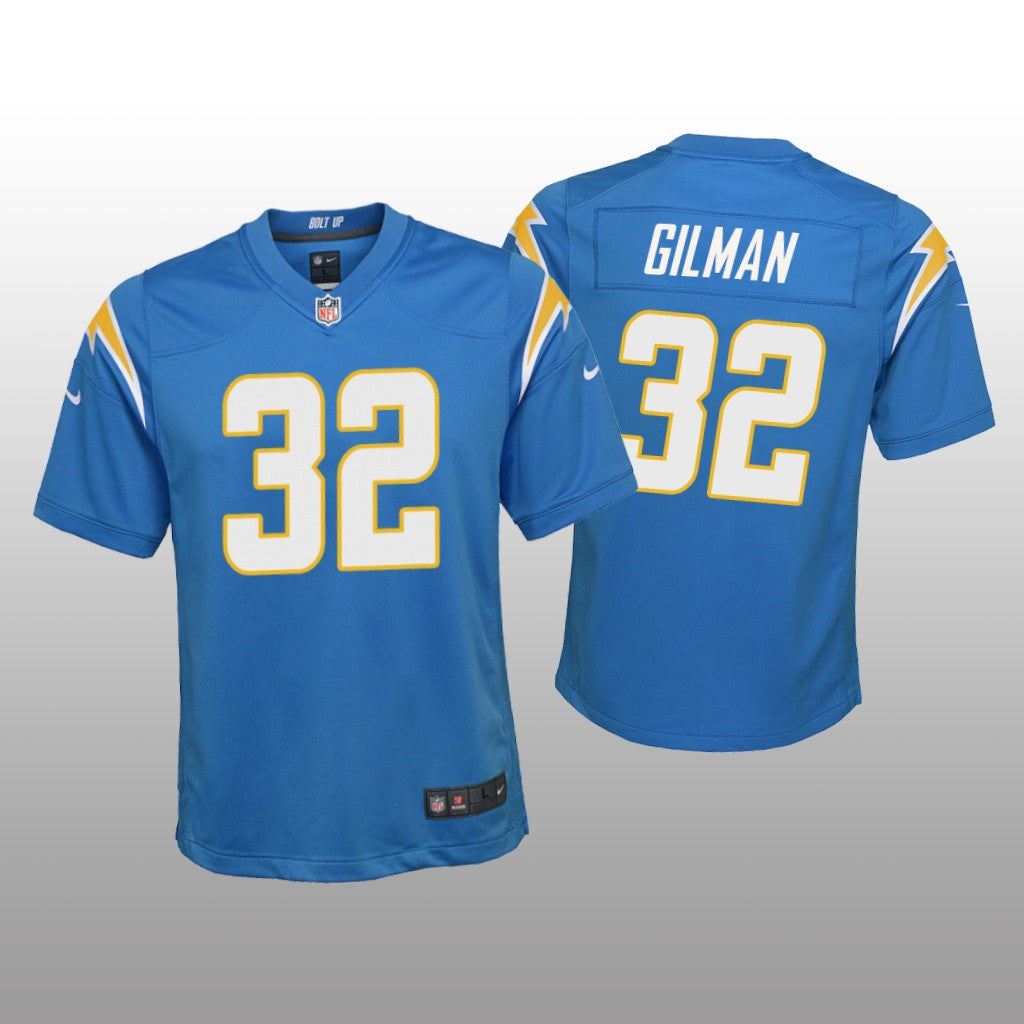 Los Angeles Chargers Alohi Gilman Powder Blue Jersey Game Youth