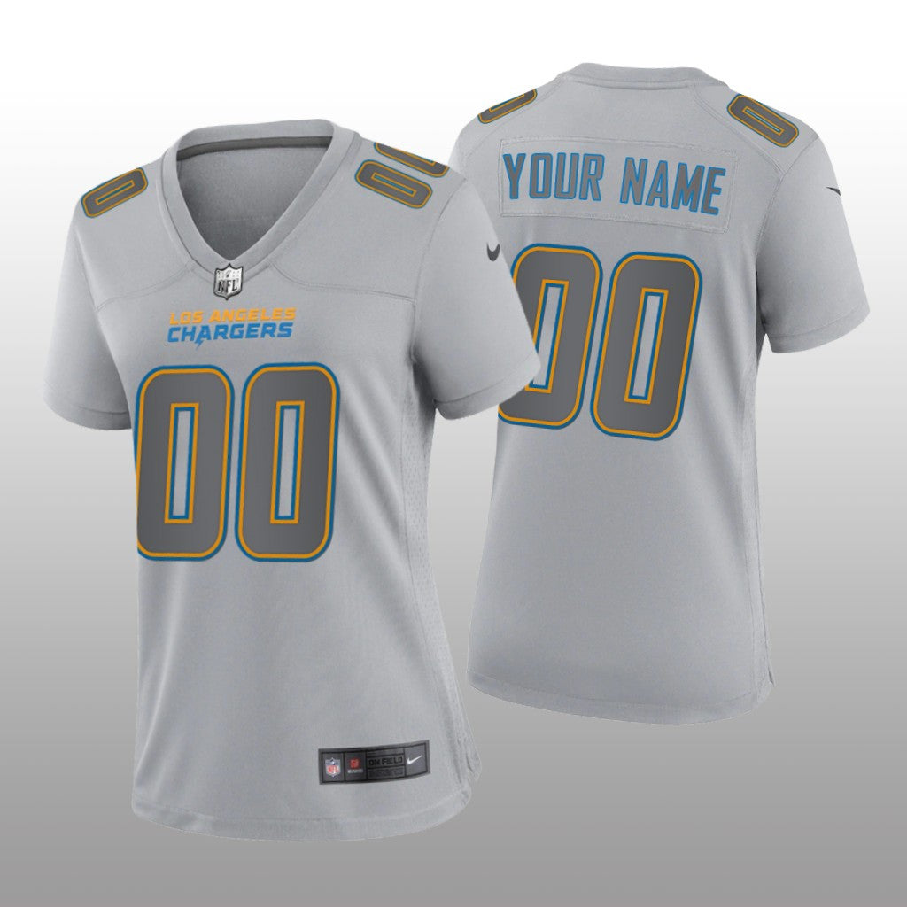 Los Angeles Chargers Custom Gray Jersey Atmosphere Fashion Game Women's