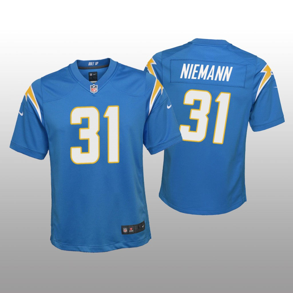 Los Angeles Chargers Nick Niemann Powder Blue Jersey Game Youth