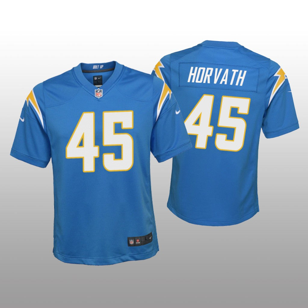 Los Angeles Chargers Zander Horvath Powder Blue Jersey Game Youth
