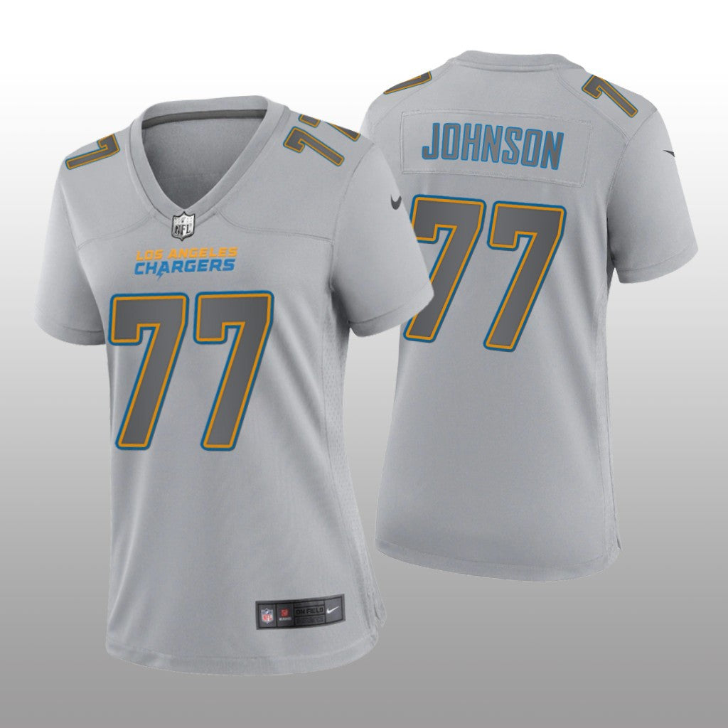 Los Angeles Chargers Zion Johnson Gray Jersey Atmosphere Fashion Game Women's