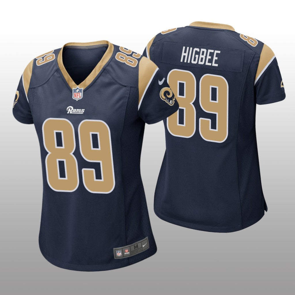 Los Angeles Rams #89 Navy Tyler Higbee Game Jersey Women