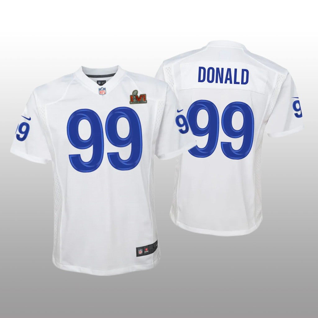 Los Angeles Rams Aaron Donald White Game Jersey Super Bowl LVI Youth