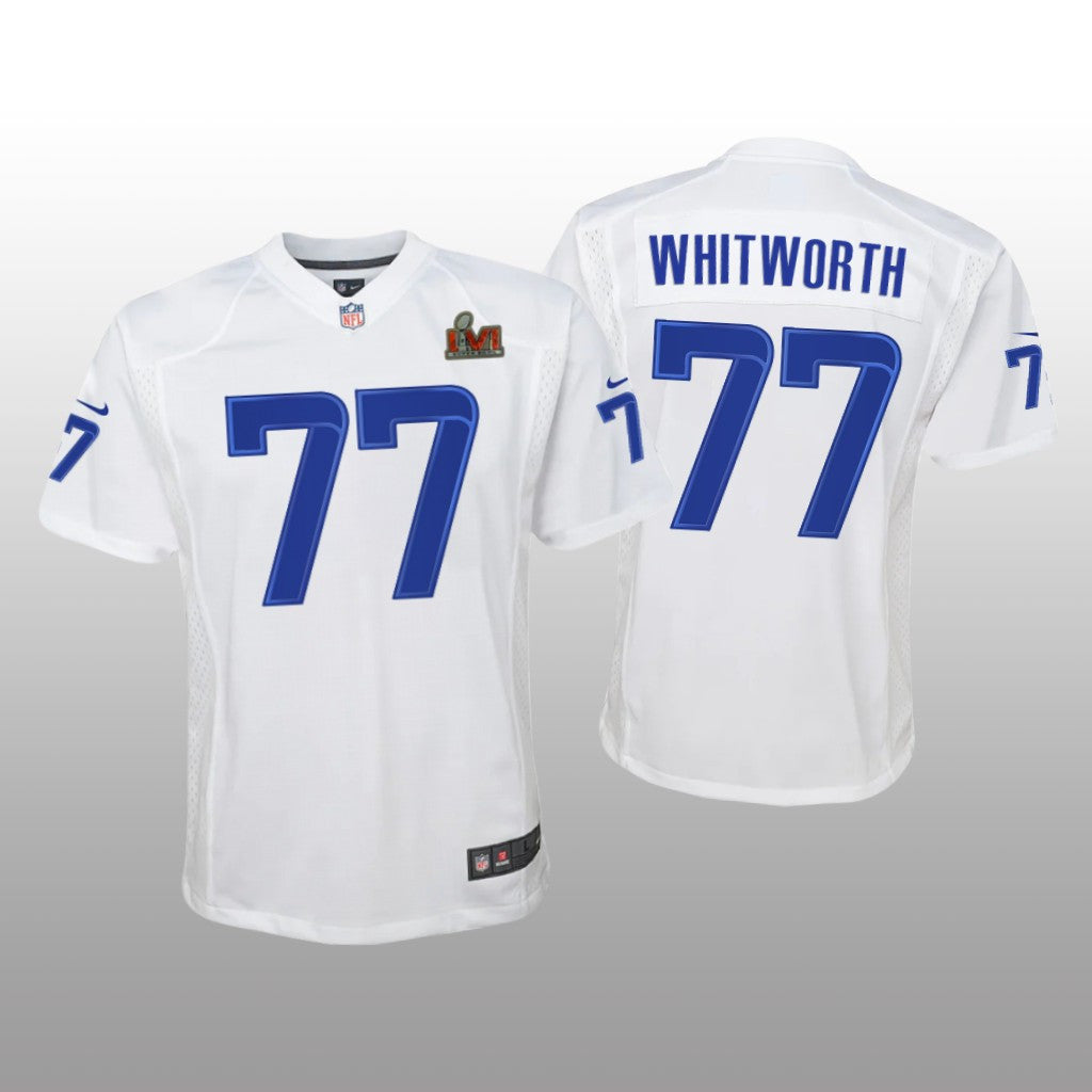 Los Angeles Rams Andrew Whitworth White Game Fashion Jersey Super Bowl LVI Youth
