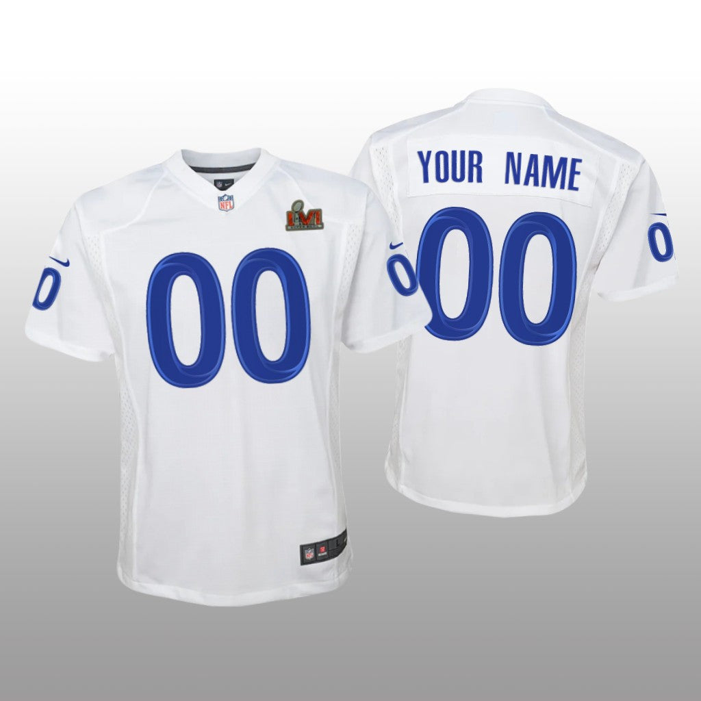 Los Angeles Rams Custom White Game Fashion Jersey Super Bowl LVI Youth