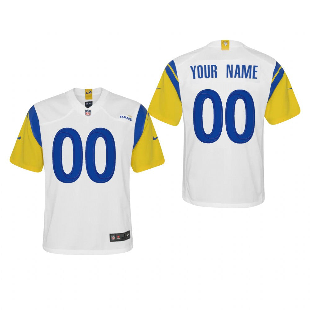 Los Angeles Rams Custom White Jersey Alternate Game Youth