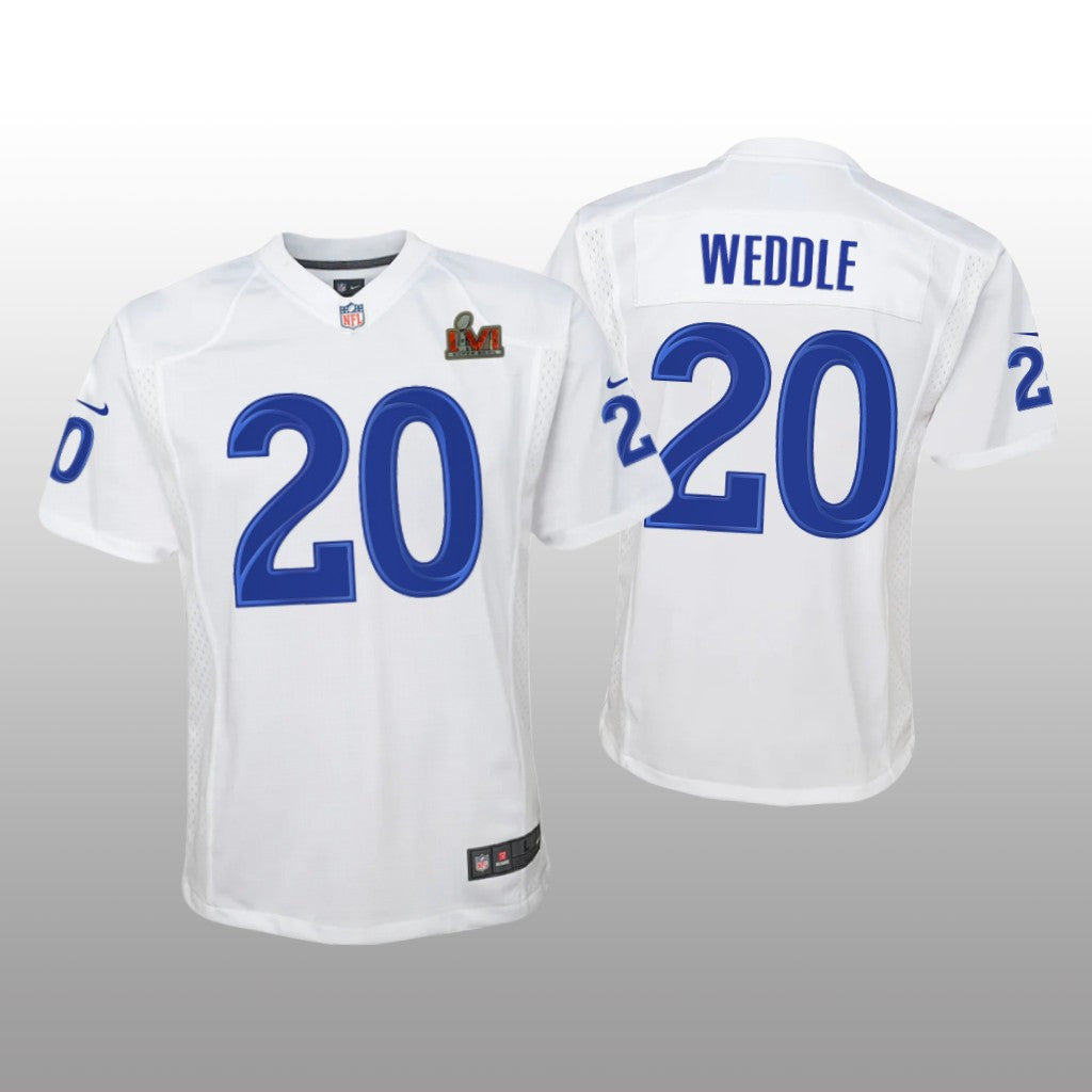 Los Angeles Rams Eric Weddle White Game Fashion Jersey Super Bowl LVI Youth