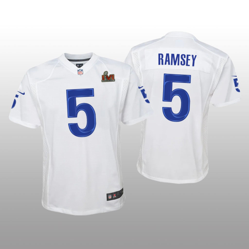 Los Angeles Rams Jalen Ramsey White Game Fashion Jersey Super Bowl LVI Youth