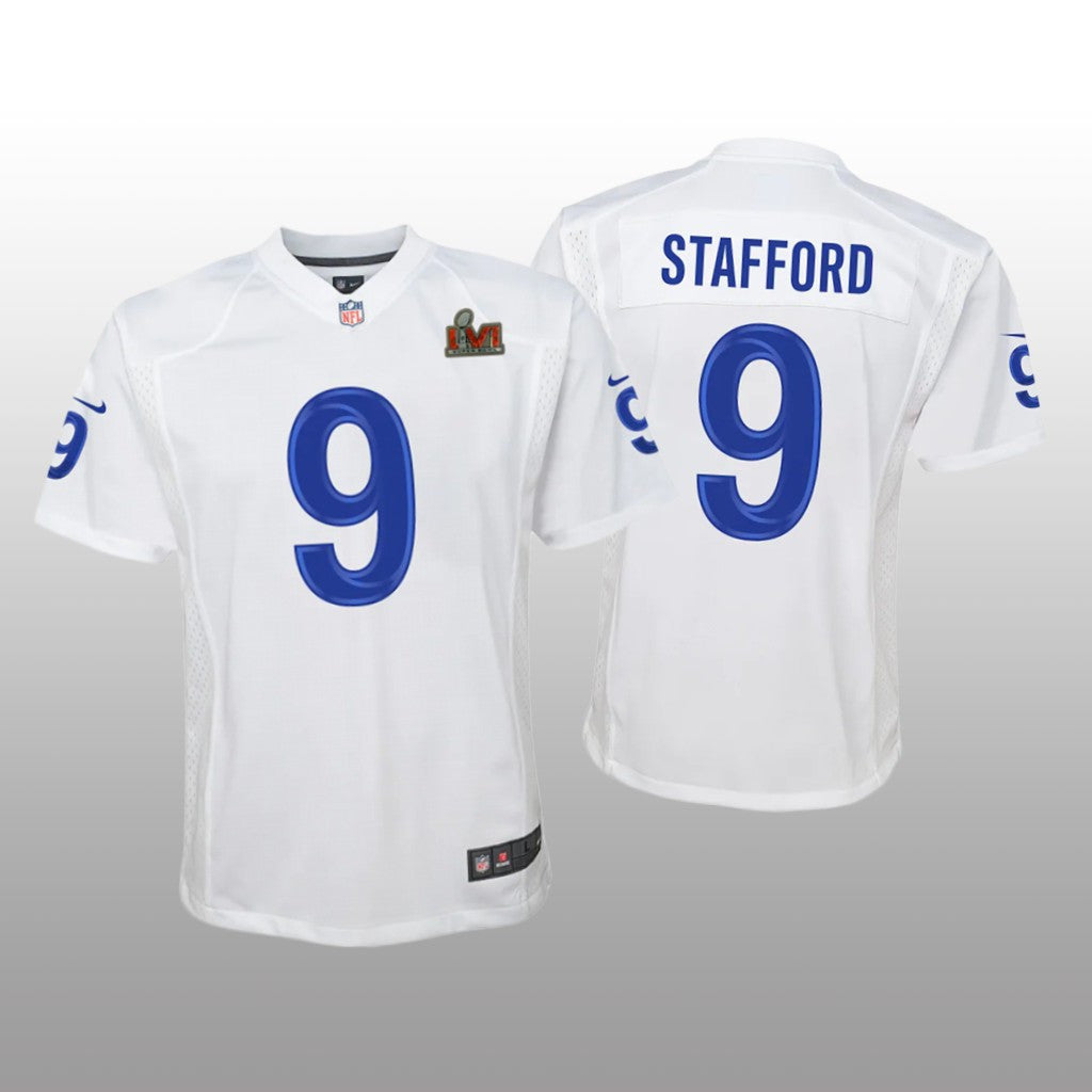 Los Angeles Rams Matthew Stafford White Game Jersey Super Bowl LVI Youth