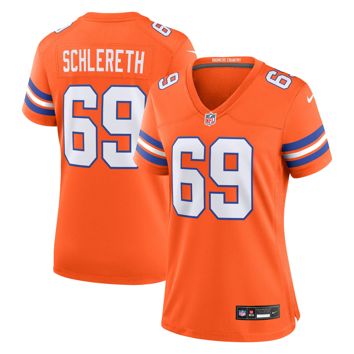 Mark Schlereth Denver Broncos Nike Women's Mile High Collection 1977 Throwback Retired Player Game Jersey Orange