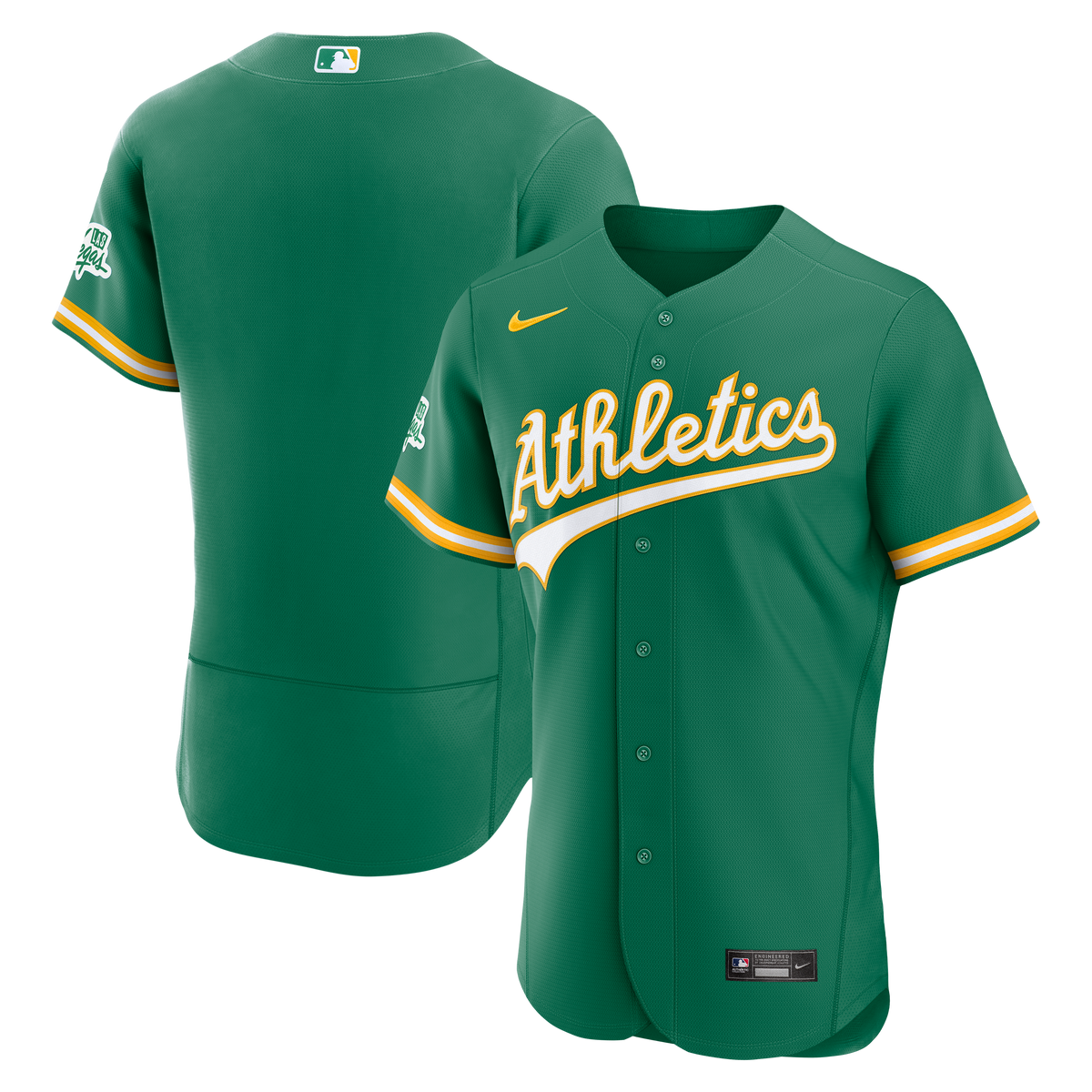 Men's Athletics Nike Green Alternate Sponsor Patch Authentic Jersey