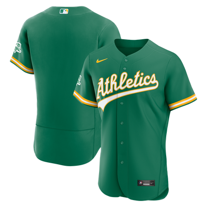 Men's Athletics Nike Green Alternate Sponsor Patch Authentic Jersey