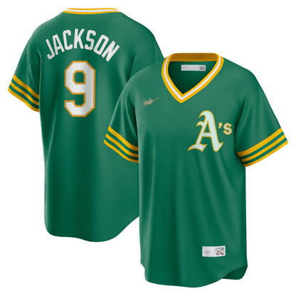 Men's Athletics Reggie Jackson Nike Kelly Green Road Cooperstown Collection Player Jersey
