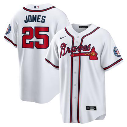 Men's Atlanta Braves Andruw Jones Nike White Home Replica 2026 Hall of Fame Patch Jersey