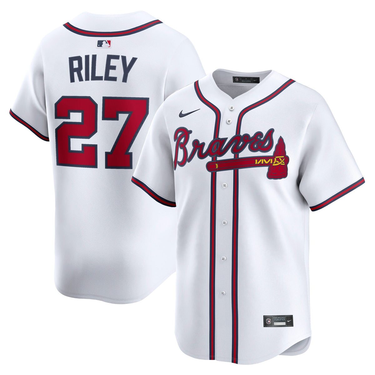 Men's Atlanta Braves Austin Riley Nike White Home Limited Player Jersey