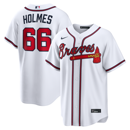 Men's Atlanta Braves Grant Holmes Nike White Home Replica Jersey