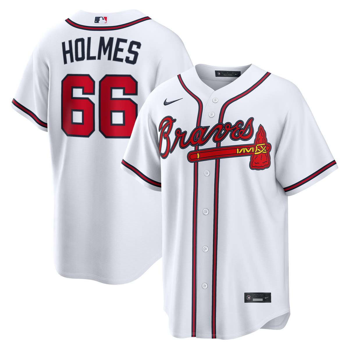 Men's Atlanta Braves Grant Holmes Nike White Home Replica Jersey