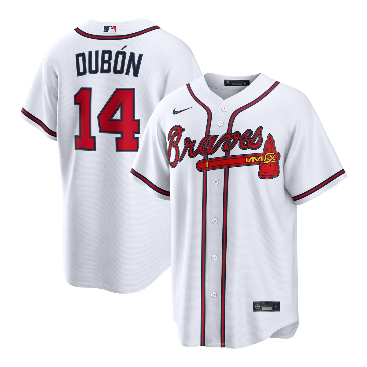Men's Atlanta Braves Mauricio Dubí³n Nike White Home Replica Jersey