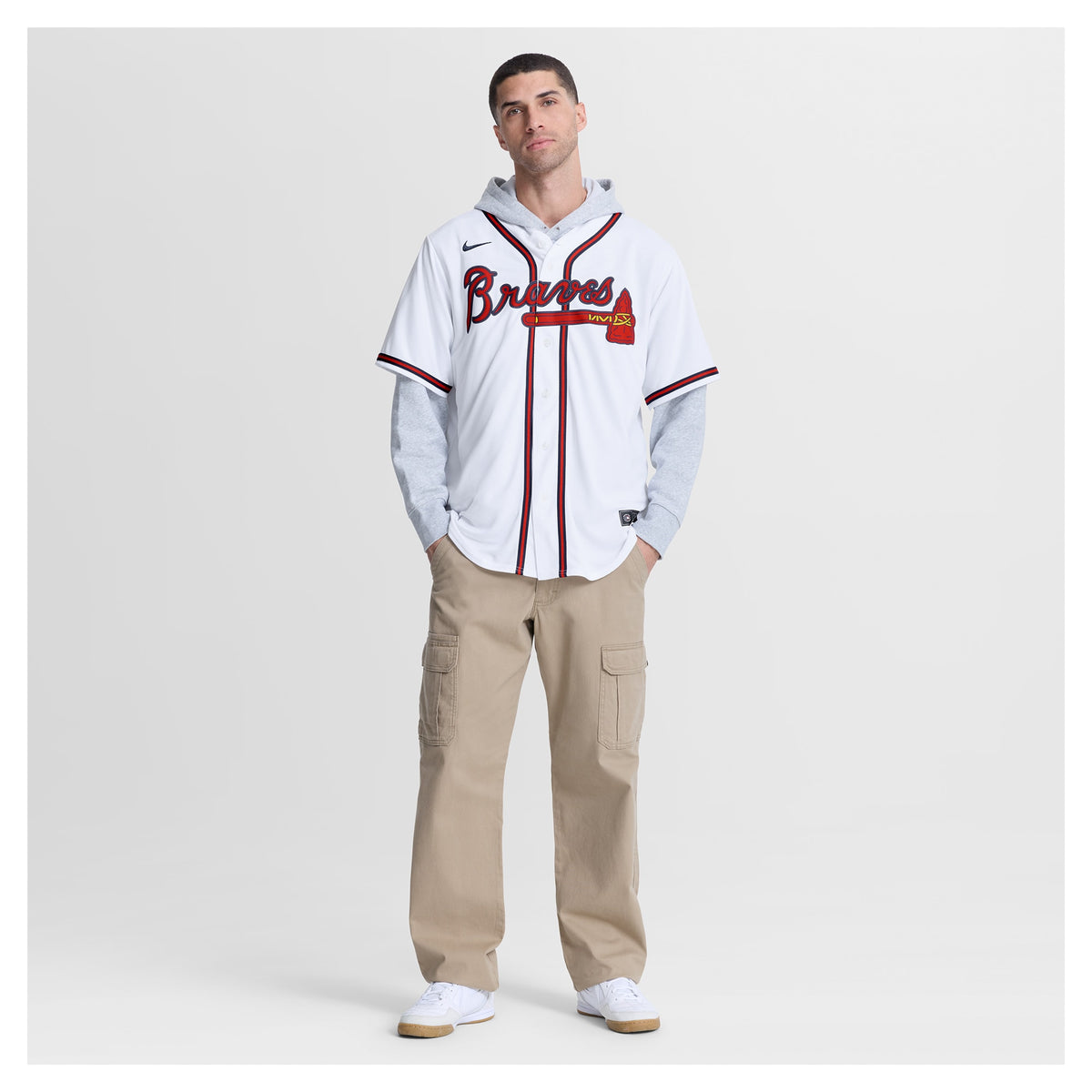 Men's Atlanta Braves Mauricio Dubí³n Nike White Home Replica Jersey