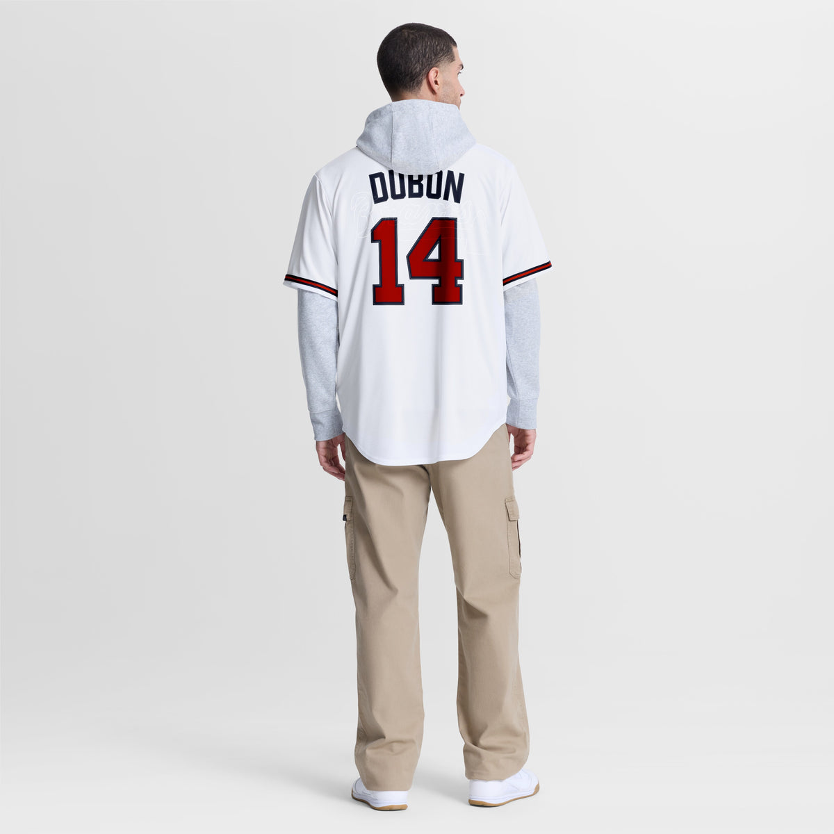 Men's Atlanta Braves Mauricio Dubí³n Nike White Home Replica Jersey