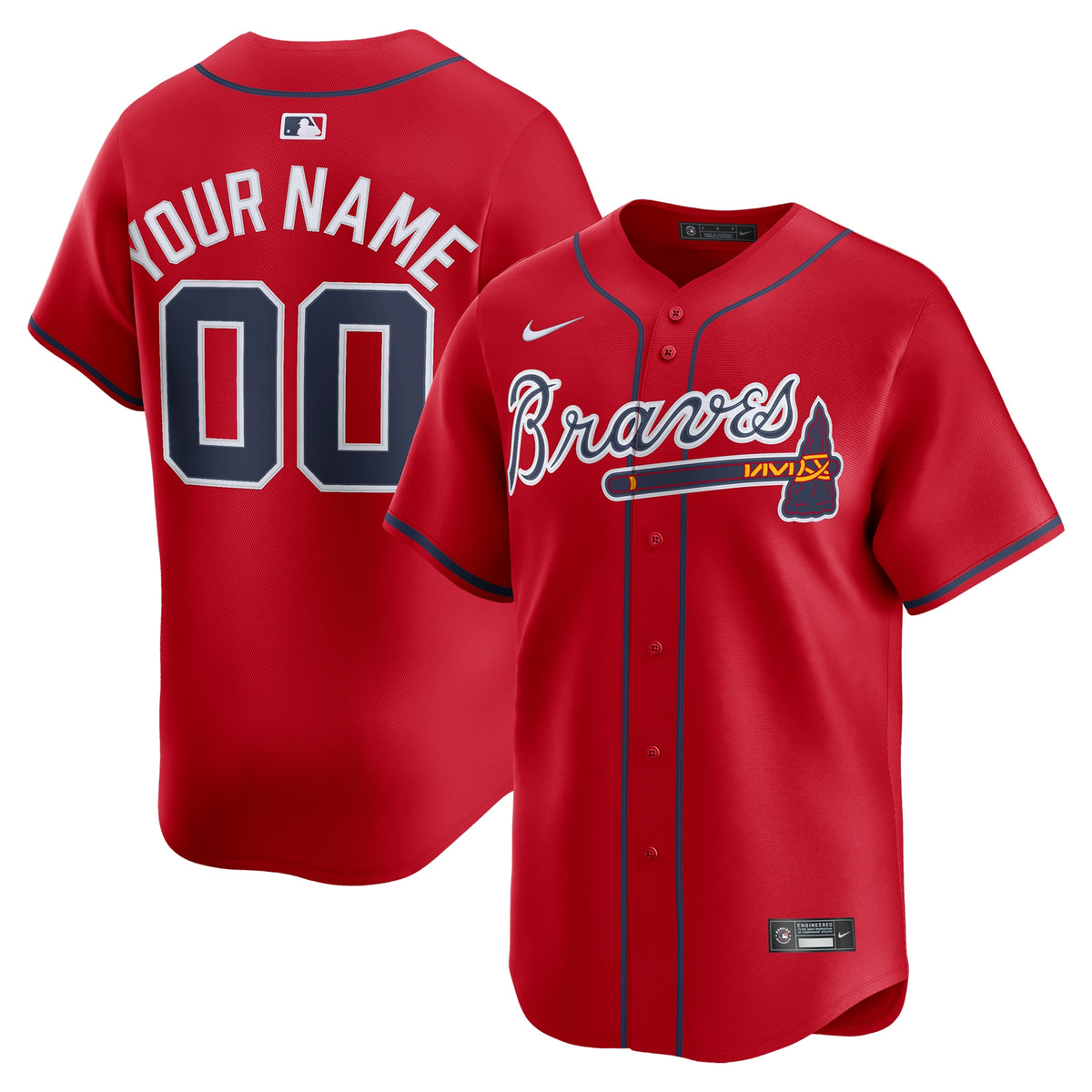 Men's Atlanta Braves Nike Red Alternate Limited Custom Jersey
