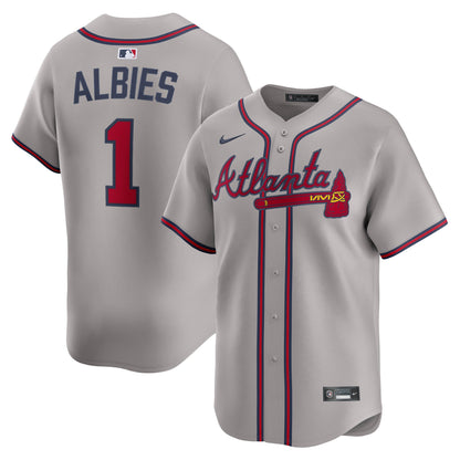 Men's Atlanta Braves Ozzie Albies Nike Gray Road Limited Player Jersey