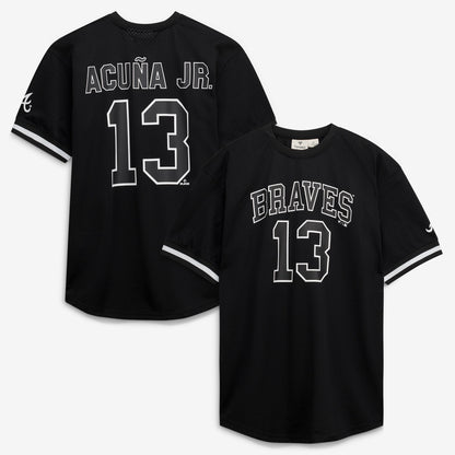 Men's Atlanta Braves Ronald Acuí±a Jr. Fanatics Black/White Big & Tall Heavyweight Mesh Jersey