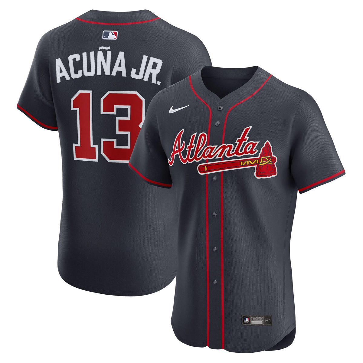 Men's Atlanta Braves Ronald Acuí±a Jr. Nike Navy Alternate Elite Jersey