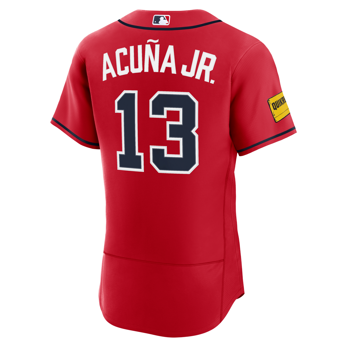 Men's Atlanta Braves Ronald Acuí±a Jr. Nike Red Alternate Authentic Sponsor Patch Jersey