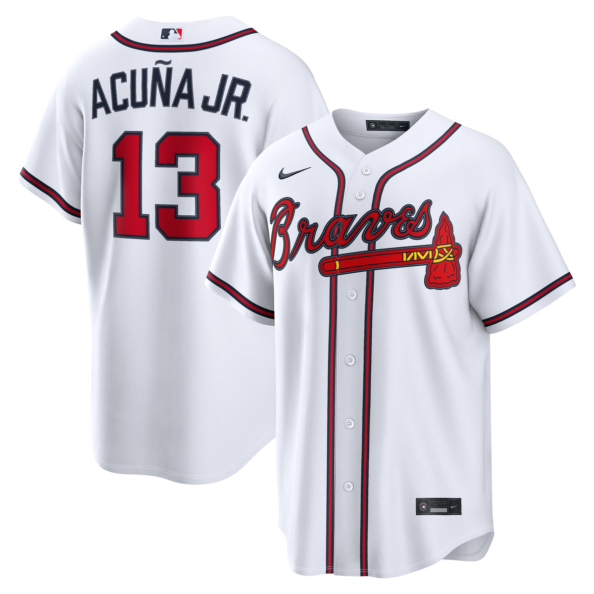 Men's Atlanta Braves Ronald Acuí±a Jr. Nike White Home Replica Jersey