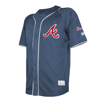 Men's Atlanta Braves Stitches Navy Team Color Full-Button Fashion Jersey