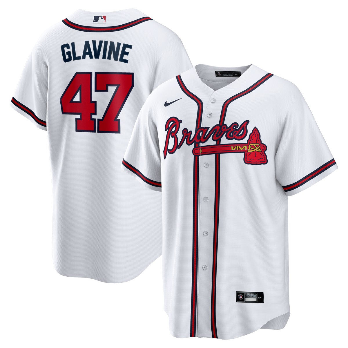 Men's Atlanta Braves Tom Glavine Nike White Home Retired Player Replica Jersey