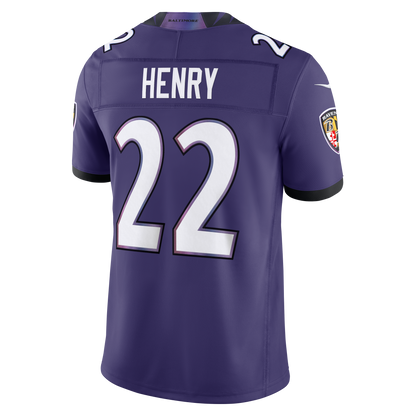 Men's Baltimore Ravens Derrick Henry Nike Purple Team Vapor F.U.S.E. Stitched Limited Jersey