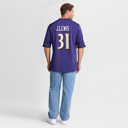 Men's Baltimore Ravens Jamal Lewis Nike Purple Game Retired Player Jersey