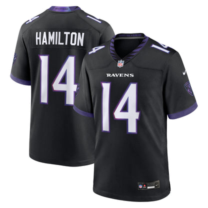 Men's Baltimore Ravens Kyle Hamilton Nike Black Alternate Game Jersey