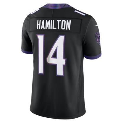 Men's Baltimore Ravens Kyle Hamilton Nike Black Alternate Vapor F.U.S.E. Stitched Limited Jersey