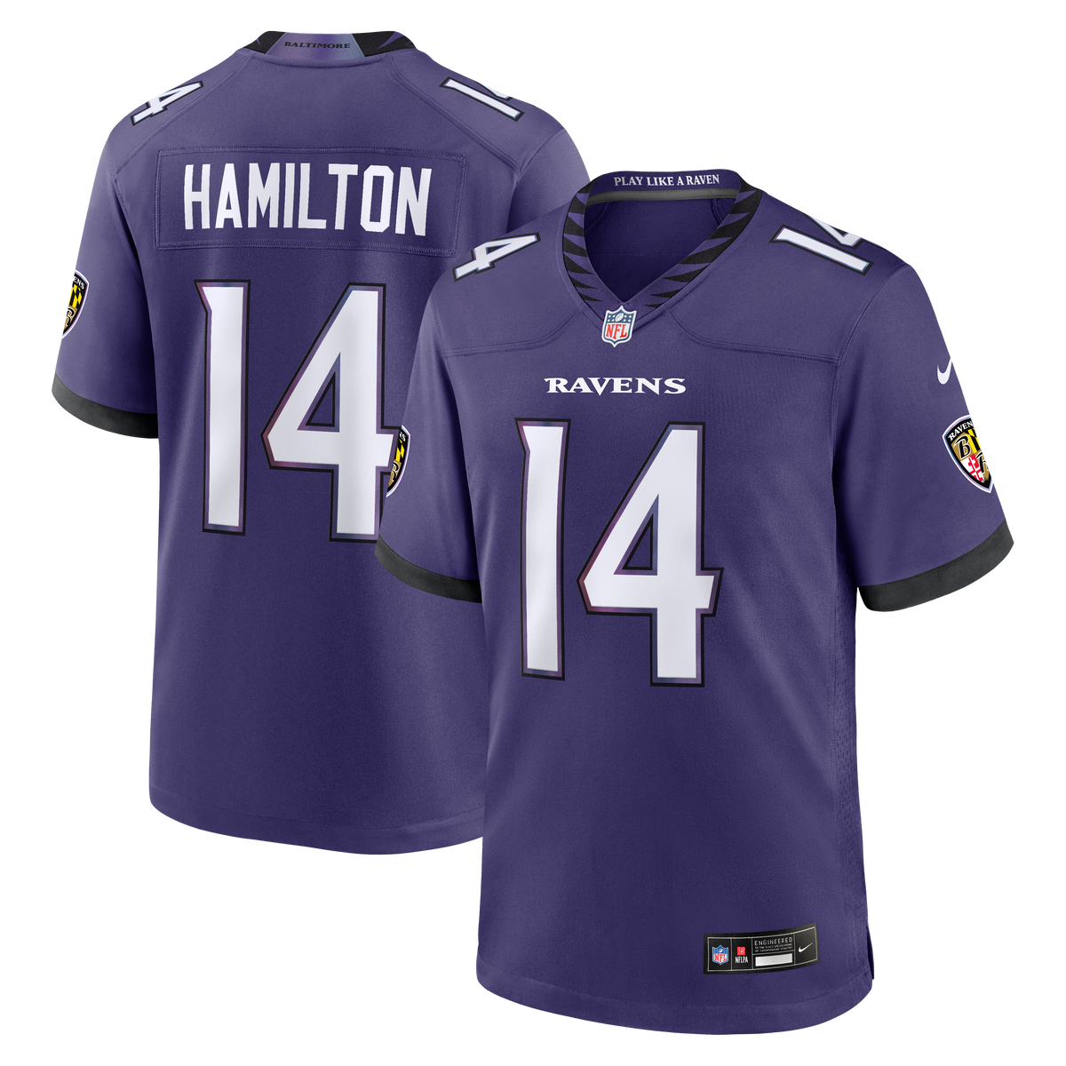 Men's Baltimore Ravens Kyle Hamilton Nike Purple Team Game Jersey