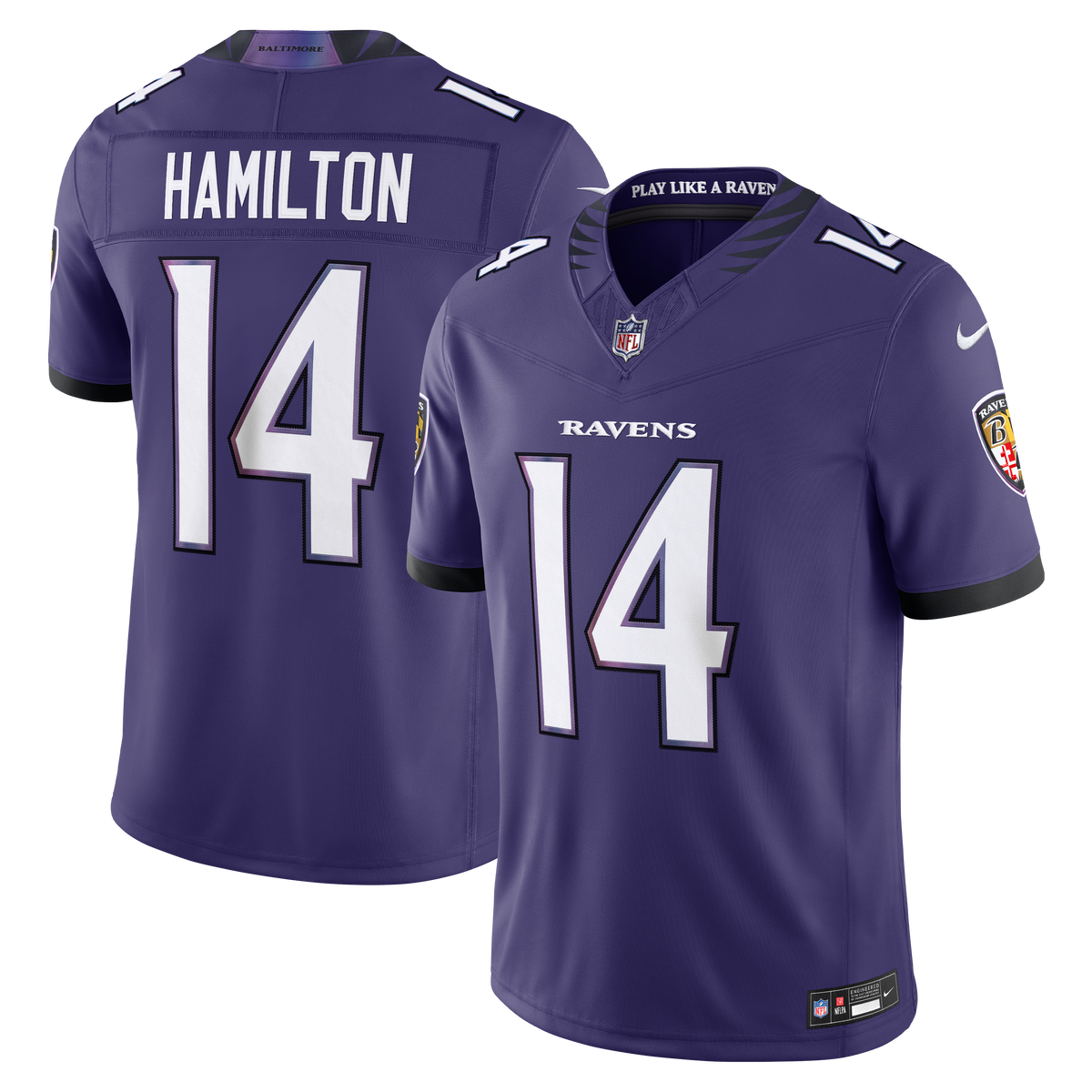 Men's Baltimore Ravens Kyle Hamilton Nike Purple Team Vapor F.U.S.E. Stitched Limited Jersey