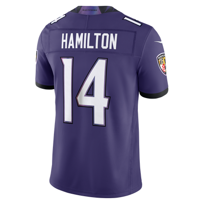 Men's Baltimore Ravens Kyle Hamilton Nike Purple Team Vapor F.U.S.E. Stitched Limited Jersey