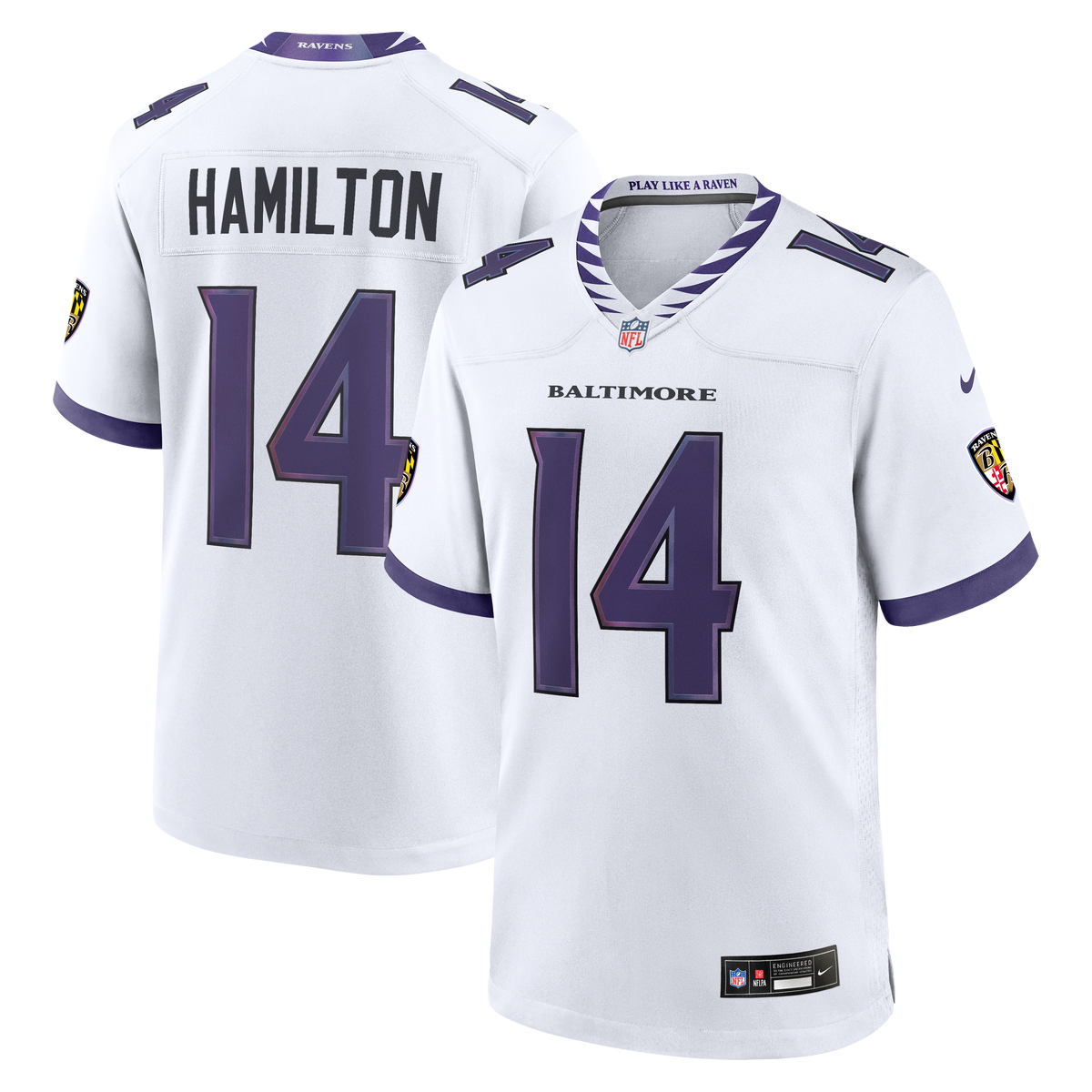 Men's Baltimore Ravens Kyle Hamilton Nike White Game Jersey